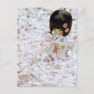 かわいい木日本のの人形 ポストカード