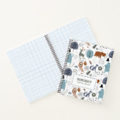 かわいい木版動物の模様モノグラム ノートブック (内部)