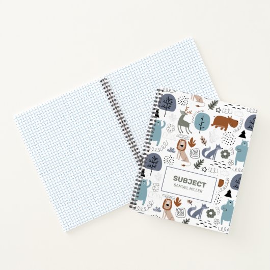 かわいい木版動物の模様モノグラム ノートブック (内部)