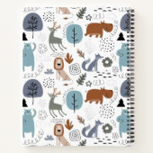 かわいい木版動物の模様モノグラム ノートブック (裏面)
