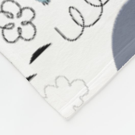 かわいい木版動物の模様モノグラム フリースブランケット (角)