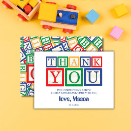 かわいい木製のABCブロック（基本色） サンキューカード