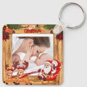 かわいい木製サンタクロースカスタマイズ可能キーリング キーホルダー (裏面)