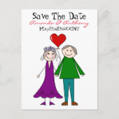 かわいい未来の新郎新婦の発表はがき 案内ポストカード (正面)