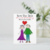 かわいい未来の新郎新婦の発表はがき 案内ポストカード (スタンド正面)