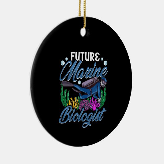 かわいい未来の海おもしろい洋生物学者生物学 セラミックオーナメント (右)