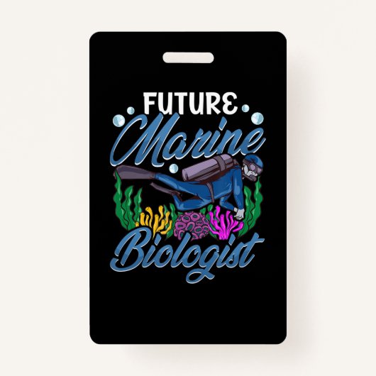 かわいい未来の海おもしろい洋生物学者生物学 バッジ (正面)