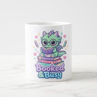 かわいい本に夢中なベビードラゴン コーヒー ジャンボコーヒーマグカップ