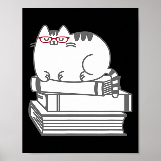 かわいい本のおたく猫おもしろい- Nerdy Kitten Shirt ポスター (正面)