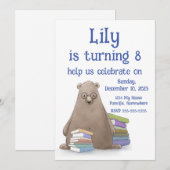 かわいい本のクマの誕生日パーティー、名前やメッセージを入れることができます 招待状 (正面/裏面)