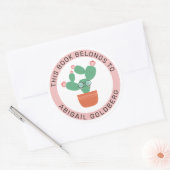 かわいい本のサボテン ラウンドシール (封筒)