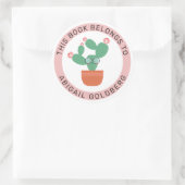 かわいい本のサボテン ラウンドシール (バッグ)