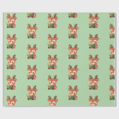 かわいい本のトナカイ ラッピングペーパー (フラット)