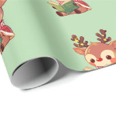 かわいい本のトナカイ ラッピングペーパー (ロールコーナー)