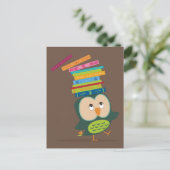 かわいい本のフクロウ ポストカード (スタンド正面)