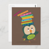 かわいい本のフクロウ ポストカード (正面/裏面)