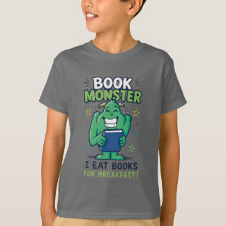 かわいい本のモンスターの子供用Tシャツ - 裏面 Tシャツ