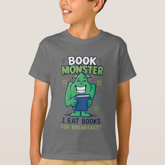 かわいい本のモンスターの子供用Tシャツ - 裏面 Tシャツ (正面)