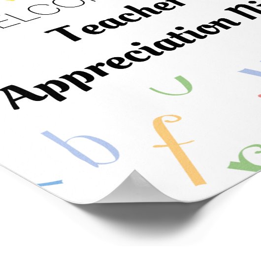 かわいい本の先生退職パーティーサイン ポスター (角)