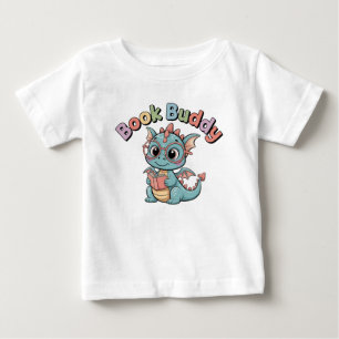 かわいい本の友達ドラゴン赤ちゃんTシャツ ベビーTシャツ
