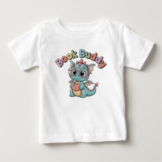 かわいい本の友達ドラゴン赤ちゃんTシャツ ベビーTシャツ