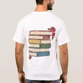 かわいい本の山とバラ Tシャツ (裏面)