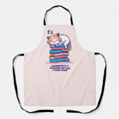 かわいい本の山に猫パーソナライズされた|過去記事 エプロン (正面)