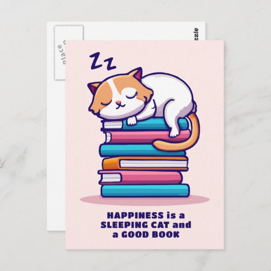 かわいい本の山に猫パーソナライズされた|過去記事 ポストカード (正面/裏面)