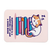 かわいい本の山に猫パーソナライズされた|過去記事 マグネット (横)