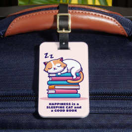 かわいい本の山に猫パーソナライズされた|過去記事 ラゲッジタグ