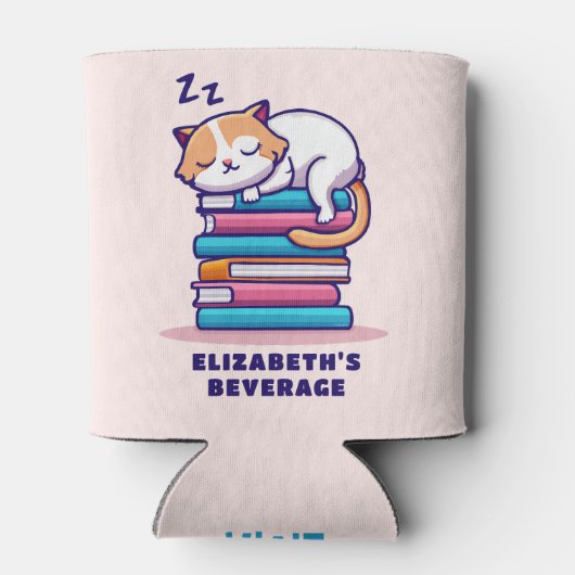 かわいい本の山に猫パーソナライズされた|過去記事 缶クーラー (裏面)