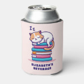かわいい本の山に猫パーソナライズされた|過去記事 缶クーラー (缶裏面)