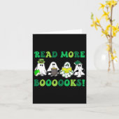 かわいい本の幽霊　もっと本を読め　面白い先生 カード (黄色い花)