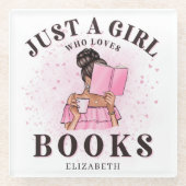 かわいい本の恋人よ本を愛する女の子カスタムのみ ガラスコースター (正面)