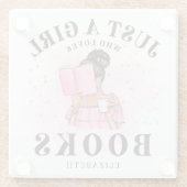 かわいい本の恋人よ本を愛する女の子カスタムのみ ガラスコースター (裏面)