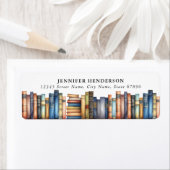 かわいい本の積み重ね 返送先住所ラベル ラベル (インサイチュ)