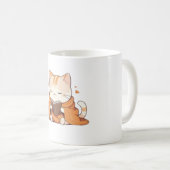 かわいい本の虫の子猫のデザイン コーヒーマグカップ (正面右)