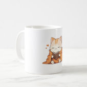 かわいい本の虫の子猫のデザイン コーヒーマグカップ (正面左)