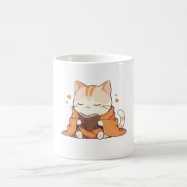 かわいい本の虫の子猫のデザイン コーヒーマグカップ