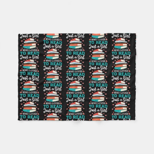 かわいい本の虫の贈り読物が大好きな女の子 フリースブランケット (正面(横))