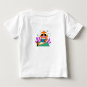 かわいい本の虫の魚のキャラクター - 知的な海の生き物 再 ベビーTシャツ (裏面)