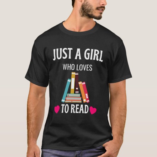 かわいい本の虫を読シャツするのが大好きな女の子 Tシャツ (正面)