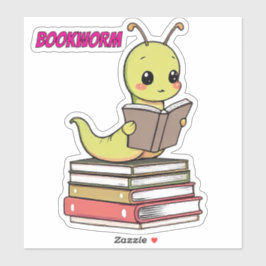 かわいい本の虫ステッカー | 愛らしい読書虫 シール