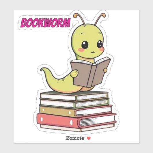 かわいい本の虫ステッカー | 愛らしい読書虫 シール (シート)