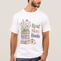かわいい本の虫フラワープリントTシャツ