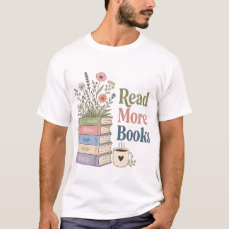 かわいい本の虫フラワープリントTシャツ Tシャツ