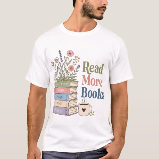 かわいい本の虫フラワープリントTシャツ Tシャツ (正面)