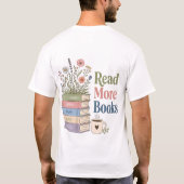 かわいい本の虫フラワープリントTシャツ Tシャツ (裏面)