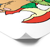 かわいい本の虫読とクマ ポスター (角)