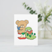 かわいい本の虫読とクマ ポストカード (スタンド正面)